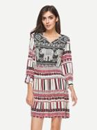 Shein V Neckline Aztec Print Dress