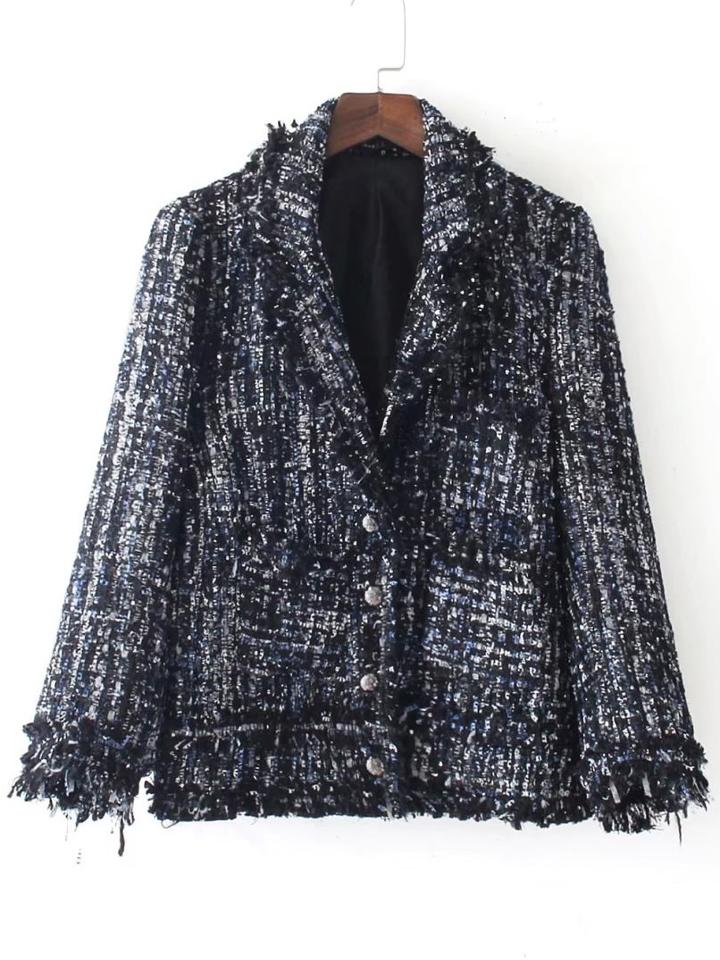 Shein Marled Knit Frayed Edge Coat