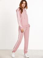 Shein Raglan Sleeve Striped Hoodie And Sweatpants Set