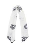 Shein Flower Printed White Square Scarf For Women