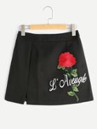 Shein Embroidered Appliques Slit Side Skirt
