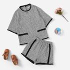 Shein Girls Zip Back Tweed Top & Shorts Set