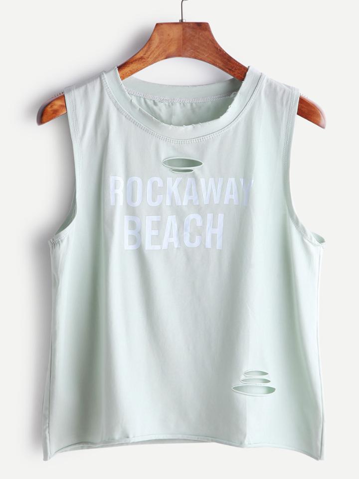 Shein Graphic Print Ripped Tank Top
