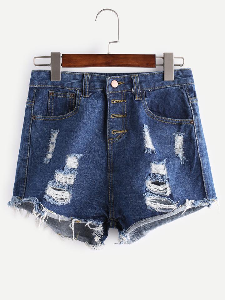 Shein Distressed Frayed Hem Shorts