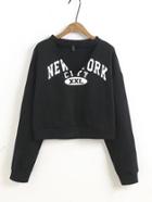 Shein Slogan Print Choker V Neck Sweatshirt
