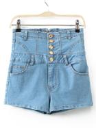 Shein Blue Buttons Pockets Denim Shorts