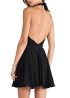 Rosewe Charming Halter Design Open Back A Line Dress Black