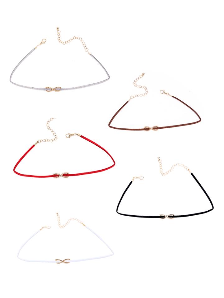 Shein Multicolor Infinity Symbol Skinny Choker Necklace Set