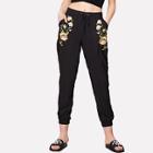 Shein Botanical Embroidered Drawstring Sweatpants