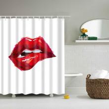 Shein Lip Print Shower Curtain With 12pcs Hook