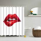 Shein Lip Print Shower Curtain With 12pcs Hook