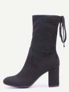 Shein Black High Heels Tie Back Short Boots