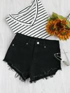 Shein Asymmetric Raw Cut Denim Shorts