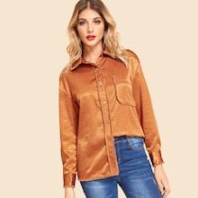 Shein Button Up Pocket Patched Shirt