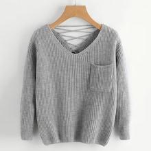 Shein Plus Criss Cross V-neck Sweater