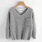Shein Plus Criss Cross V-neck Sweater