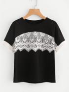Shein Contrast Crochet Trim T-shirt