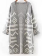 Shein Grey Printed Long Cardigan