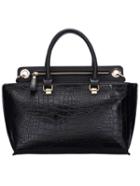Shein Black Croco Handbag With Removable Shoulder Strap