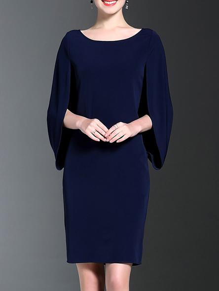 Shein Navy Split Sleeve Sheath Dress
