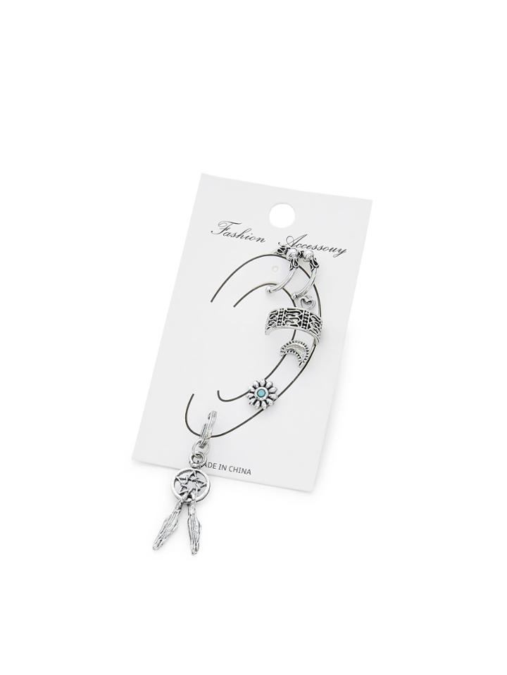 Shein Feather & Moon Design Earring Set