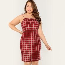 Shein Plus Fitted Grid Cami Dress