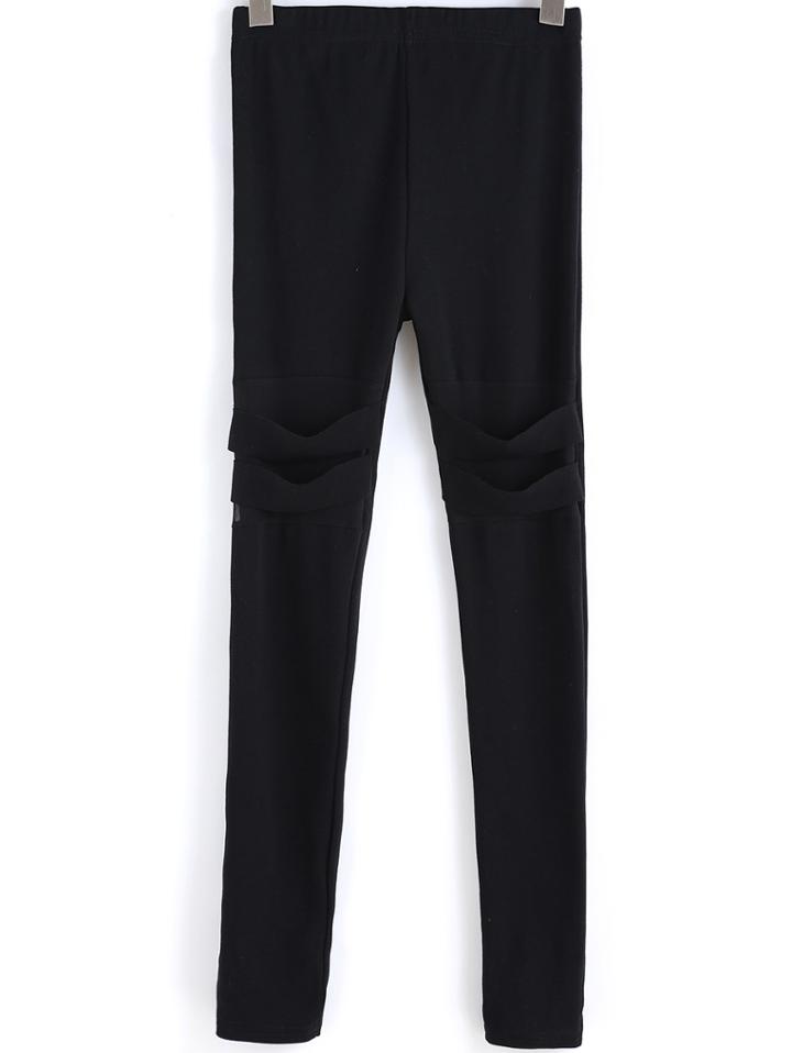 Shein Black Sheer Mesh Slim Leggings