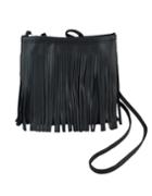 Shein Black Pu Leather Tassel Along Bag