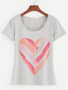 Shein Grey Heart Print T-shirt