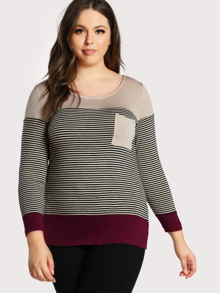 Shein Cut And Sew Single Pocket T-shirt