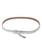 Shein Metallic Faux Leather Woven Belt With Tassel