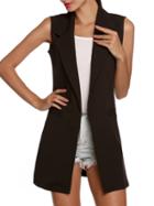 Shein Black Notch Lapel Sleeveless Fitted Blazer