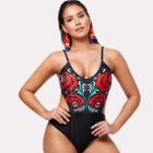 Shein Plus Flower Print Cutout Swimsuit