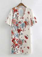 Shein V-neckline Floral Print Dress