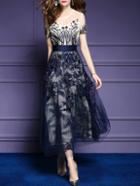 Shein Gauze Embroidered A-line Dress