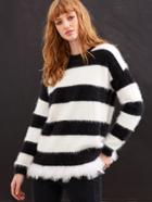 Shein Black And White Striped Mohair Sweater