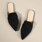 Shein Point Toe Suede Flat Mules