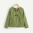 Shein Girls Double Button Hooded Jacket