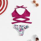 Shein Girls Flower Print Wrap Bikini Set