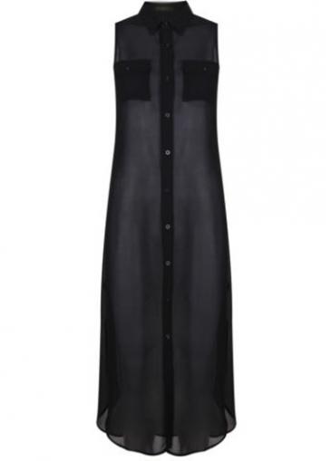 Rosewe Black Button Closure Chiffon Sleeveless Shirt
