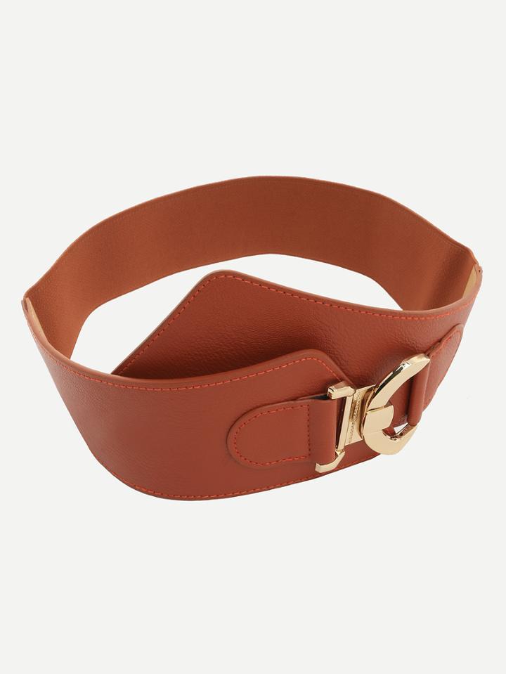 Shein Camel Interlock Wide Belt