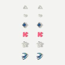 Shein Flower & Geometric Design Stud Earrings 6pairs