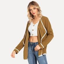 Shein Contrast Binding Waterfall Coat