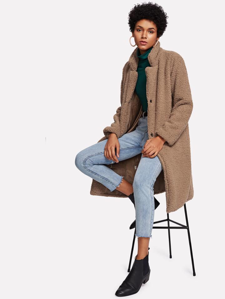 Shein Faux Shearling Longline Coat