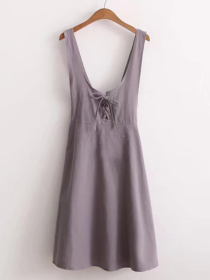 Shein Eyelet Lace Up Backless Dress