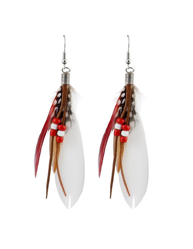 Shein White Long Feather Earrings