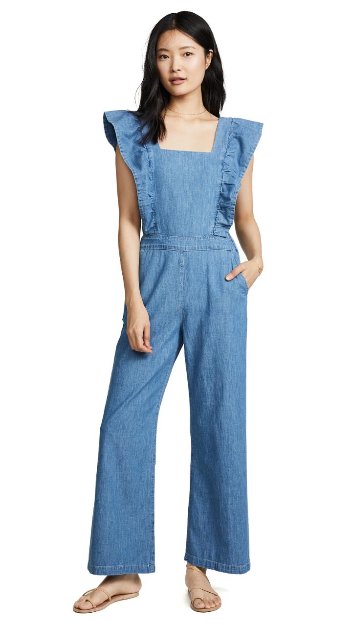 Ei8htdreams Chambray Ruffle Jumpsuit