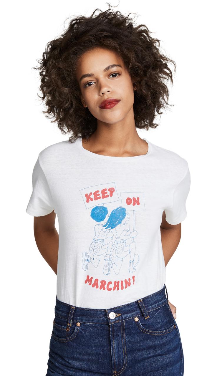 Re Done Keep On Marchin Classic Raw Tee