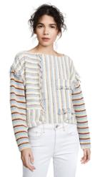3 1 Phillip Lim Fringe Crop Top With Knit Sleeves