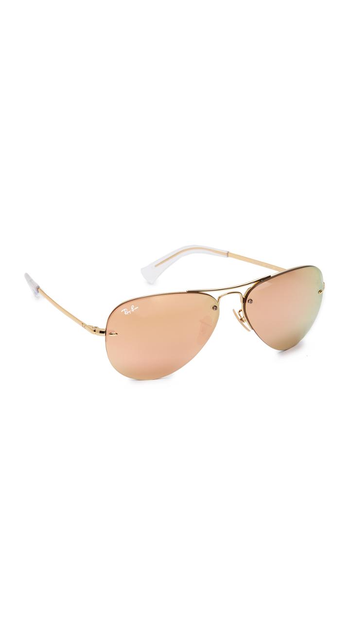 Ray Ban Rb3449 Aviator Rimless Mirrored Sunglasses